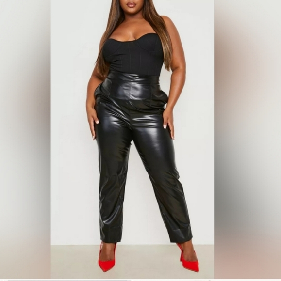 NWT SEXXXY NAUGHTY BLACK SHEER & LEATHER PLUS SIZE 3X TOP AND PANTS OUTFIT - Picture 3 of 6